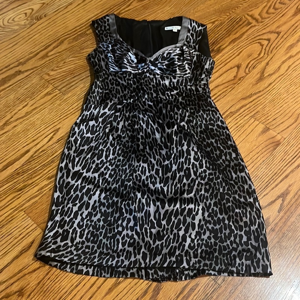 Nanette Leopore Woman’s Grey Animal Print Silk Dress Size 0